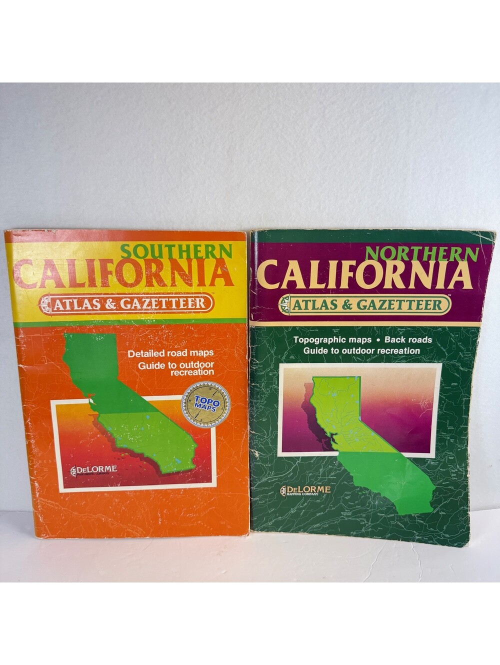 Lot of 2 Vintage‎ DeLorme California Atlas & Gazetteer Northern Southern Maps